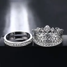 FAMSHIN Novos Acessórios de Moda Jóias Top Quality Cristal Crown Imperial Conjunto Anel de Dedo Para As Mulheres Menina Agradável Jóias presente 2018