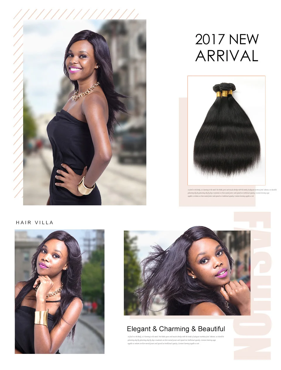 Hair Villa Pre-Colored Brazilian Straight Bundles With 134 Lace Frontal Closure #1B Natural Black Non-Remy Human Hair Weave (2)