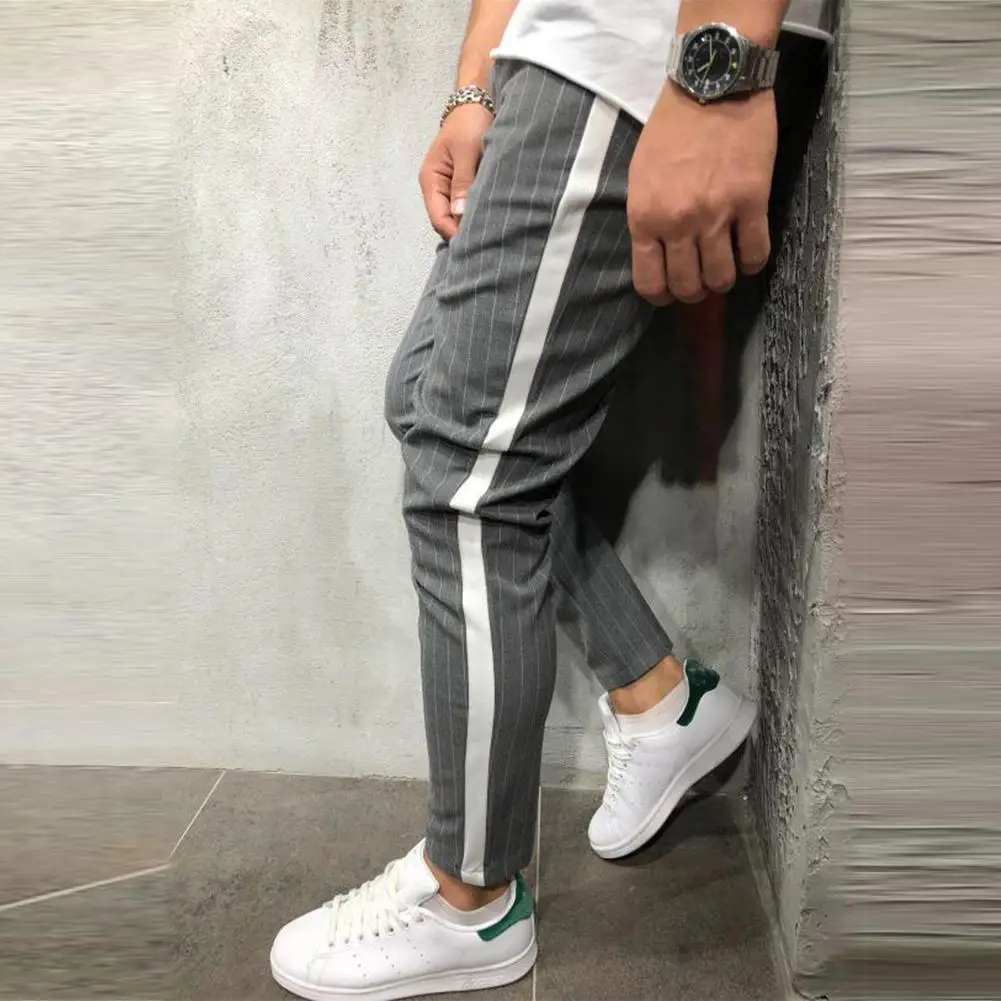 Joggers Loose Harem Black Strip Pants PU27 – iawear