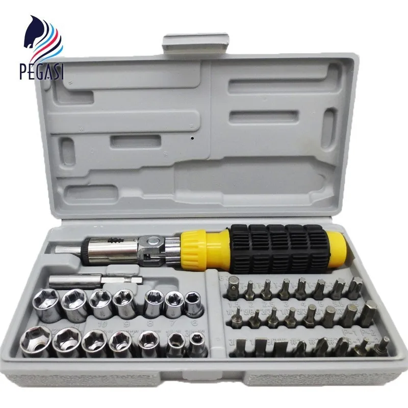 

PEGASI 41pcs Ratchet Screwdriver Spanner Socket Set 1/4" Car Repair Tool Cr-v Hand Tools Combination Bit Set Tool Kit