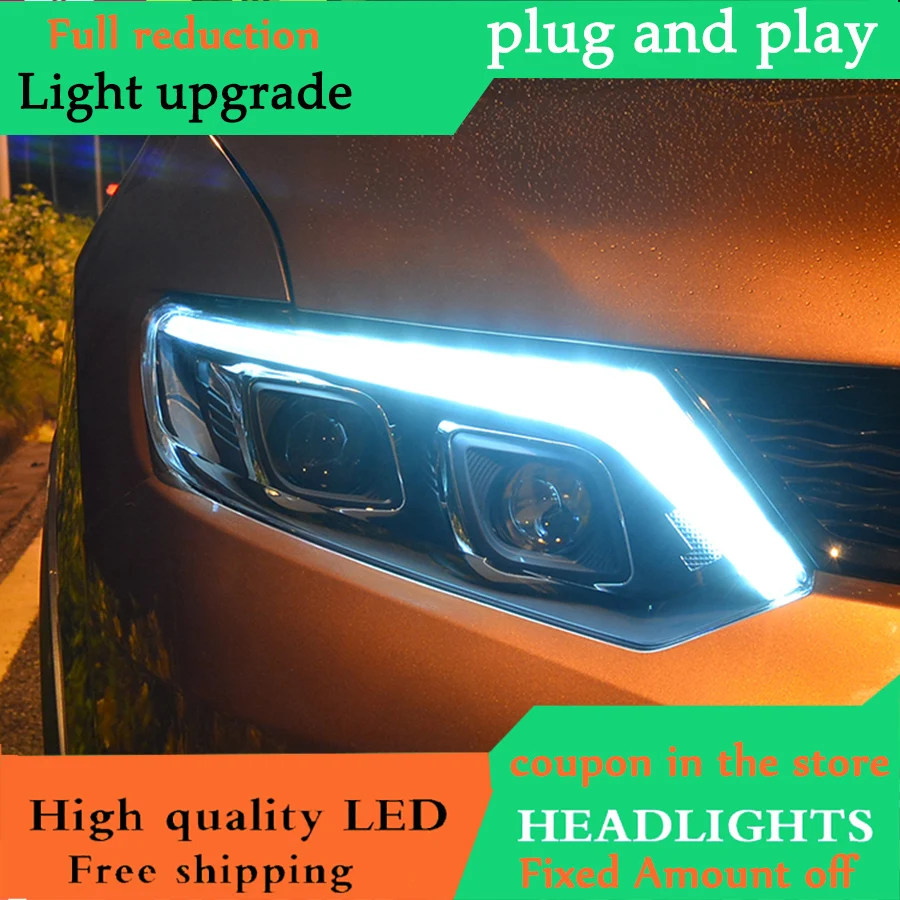 

Car Styling for Nissan Rouge Headlights 2014-2017 X-trail LED Headlight Signal LED DRL Bi Xenon Lens High Low Beam Parkin