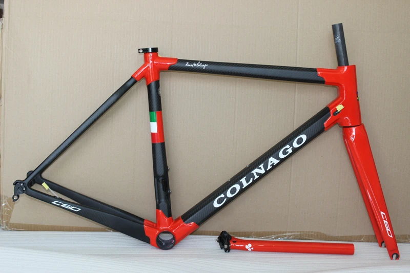 Горячее предложение! Распродажа! Colnago C60 рама для шоссейного велосипеда Красный Черный Белый карбоновая рама+ подседельный штырь+ вилка+ зажим+ гарнитура