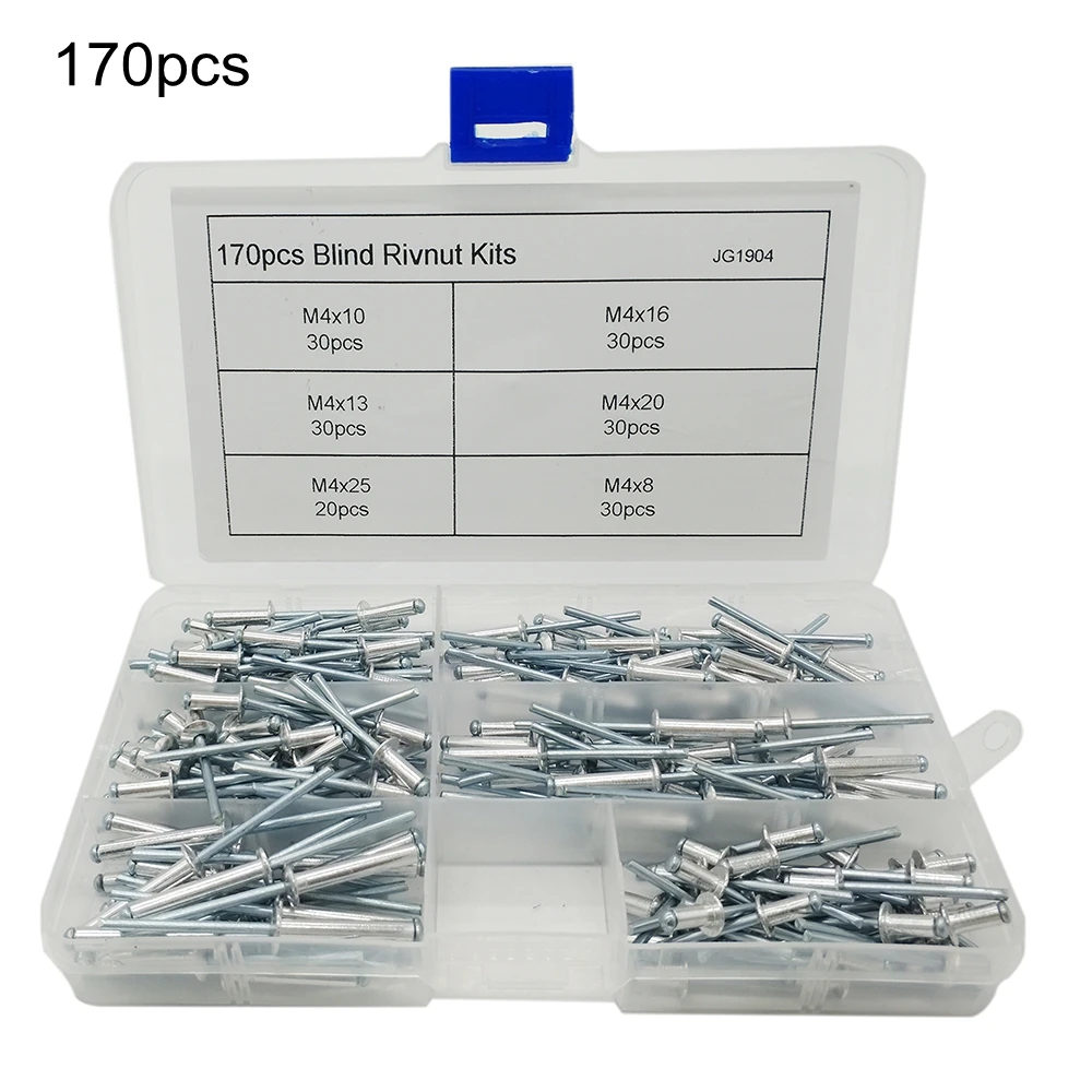 170pcs Nail Decoration Aluminium Blind Rivnut Pop Rivet kitsin Nut