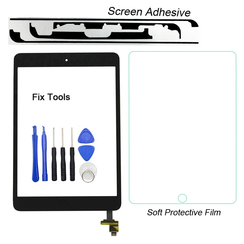 1 шт.(проверено) для iPad mini 1 2 A1432 A1455 A1489 A1490 A1454 дигитайзер сенсорный экран панель+ кнопка+ IC(подарки: инструменты для КЛЕЕВОЙ ПЛЕНКИ