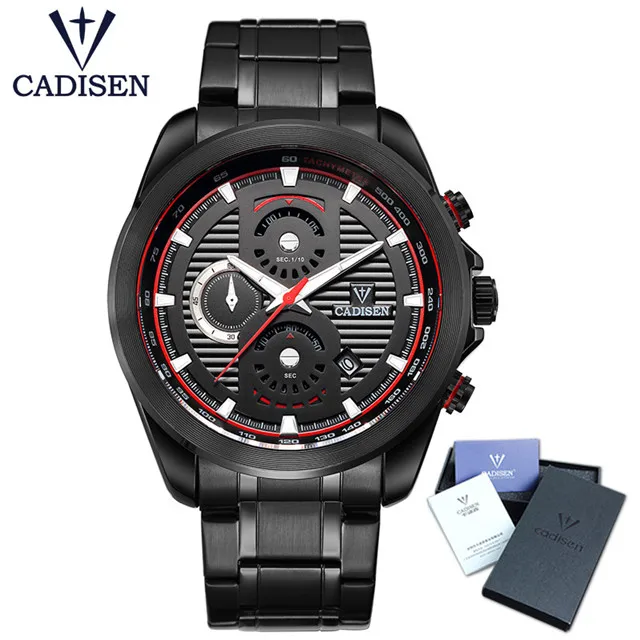 

CADISEN Watch Men Fashion Sport Quartz Clock Mens Watches Top Brand Luxury Full Steel Business Watch Relogio Masculino Gift