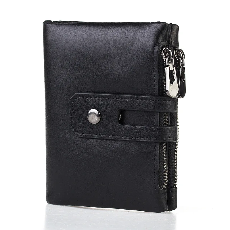 

Men's Wallet Leather Wallets Security Double Zipper Large Capacity Purse 568