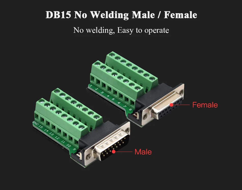 DB15 15Pin Адаптер RS232 последовательные сигналы терминальный модуль интерфейс конвертер к терминалу DB15 разъем мужской женский D sub