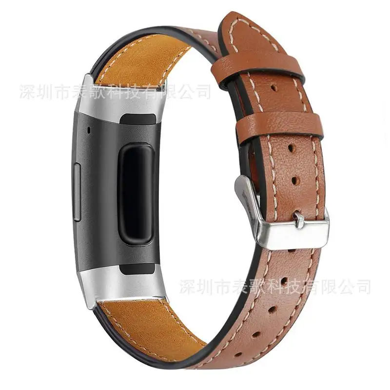 LPWHH Genuine Leather Watchbands For Fitbit Charge 3 Pink Buckle Black Pink Strap Watch Wrist Accessories Soft Strap Bracelet