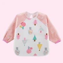 Милые Мультяшные детские нагрудники, водонепроницаемые, для младенцев, едят детей, рисунок, передник с длинными рукавами, детский нагрудник для самостоятельного кормления