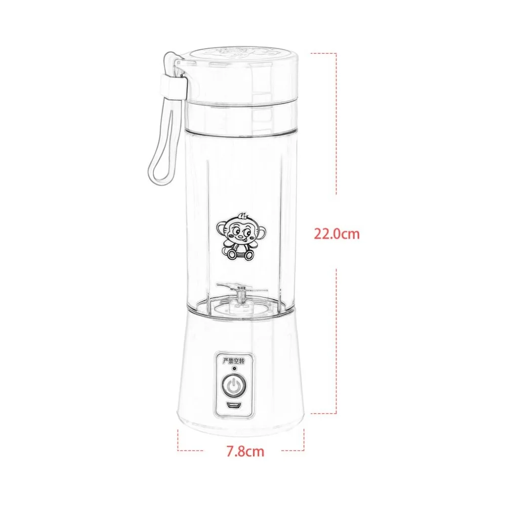 Портативная электрическая соковыжималка для фруктов объемом 380 мл с USB, ручной блендер для смузи, перезаряжаемая мини портативная бутылка для сока, бутылка для воды