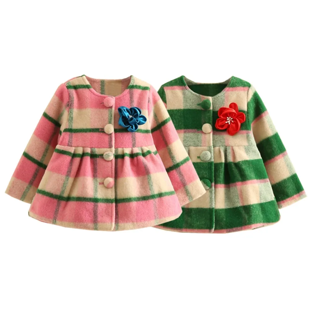 

LittleSpring Baby Girl O-neck Princess Overcoat Fashion Colorful Stripes Wool Coat Warm Fashion Kids Girls Nizi Jacket Clothing