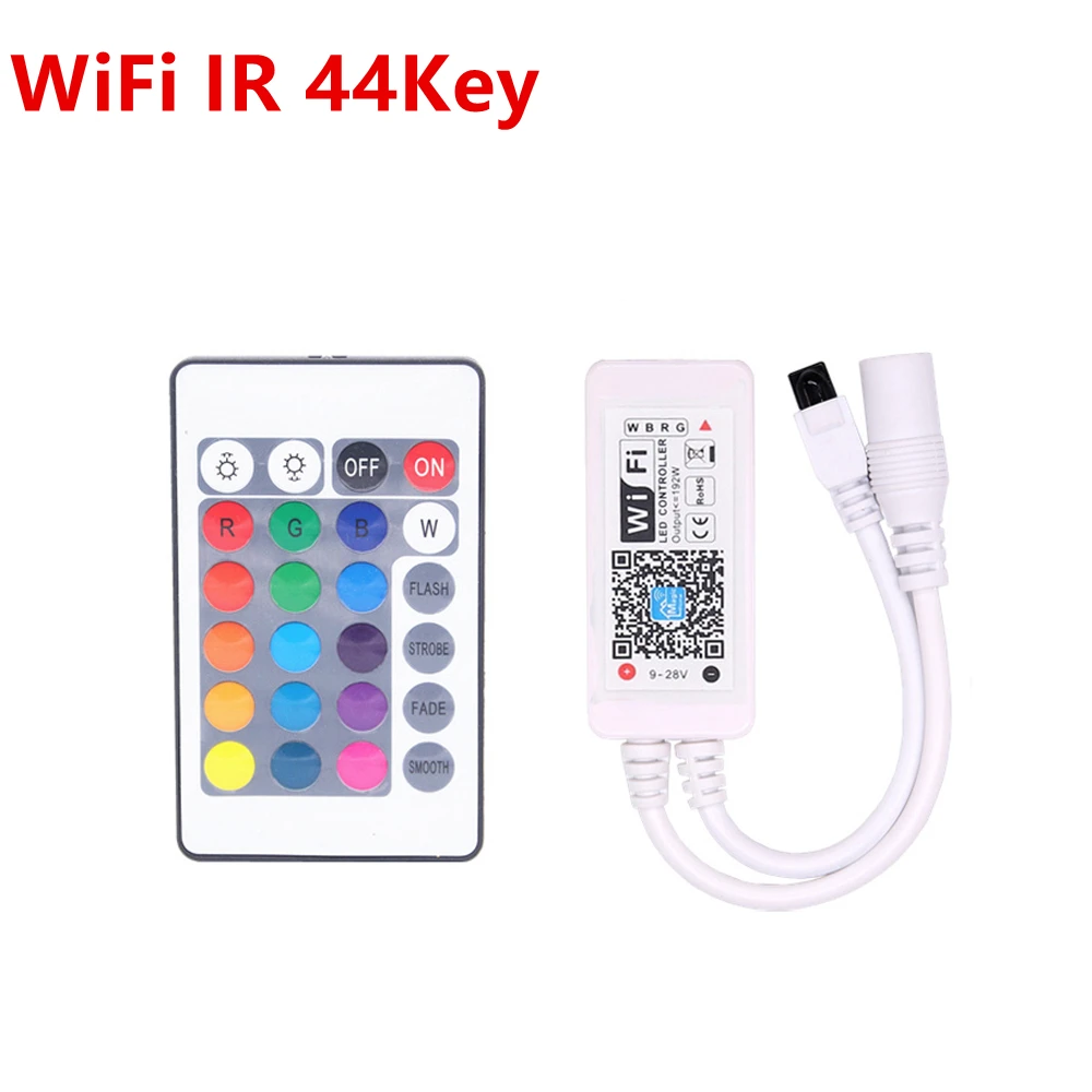 Wifi RGBW/RGBWW светодиодный контроллер Мини DC12V с RF 21Key/IR 24Key пульт дистанционного