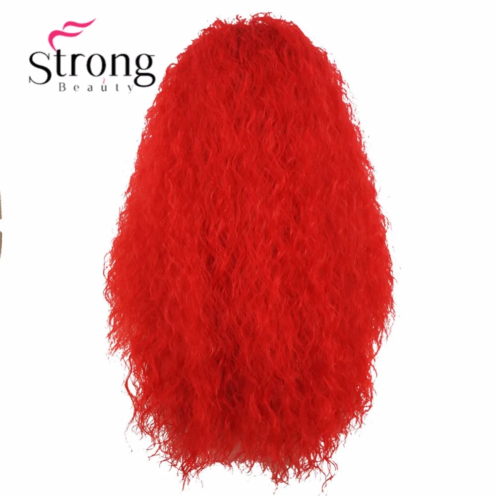 StrongBeauty красный кружевной передний длинный кудрявый высокий нагрев полный синтетический парик шнурка