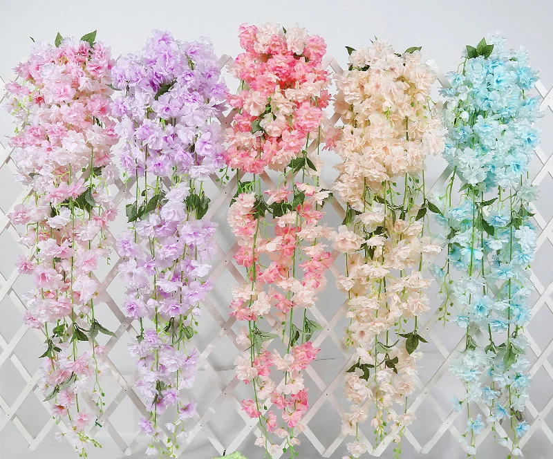 

Cherry blossom Wisteria Garland Hanging Flower bouquet Wedding Ceremony Decor Silk Wisteria Vine Wedding Arch Floral Decor