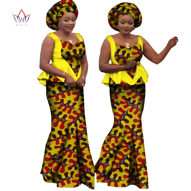 Bazin Riche африканская юбка с принтом и топ Дашики хлопок без рукавов комплект из двух частей африканская одежда для женщин WY1161 - Цвет: 25