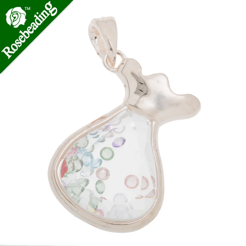 35x25mm locket pendant,with colorful charms inside,with pendant bail