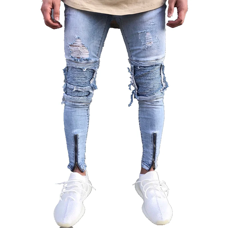 2017 New Fashion Mens Stylish Designed Straight Slim Fit Jeans Trousers