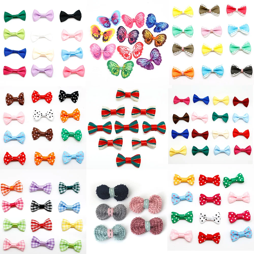 

Mixed Satin Ribbon Bowknot For Hair Clips Handmade DIY Cloth Bow Fabric Patch Christmas Craft Wedding Decoration Accessories