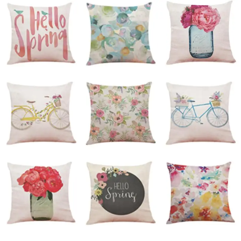 Spring Flower Butterfly Home Decor Pillow Case Sofa Throw Waist Cushion Cover