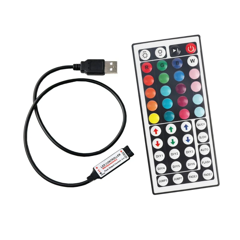 USB RGB пульт дистанционного управления на 44 клавиши 5 В РЧ для 5050 3528 SMD светодиодной