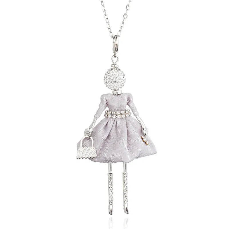 Новое платье кукла большой чокер ожерелье s& Кулоны Танцы для маленьких девочек заявление Длинная цепочка ожерелье для женщин макси ювелирные изделия - Окраска металла: pattern 5 white