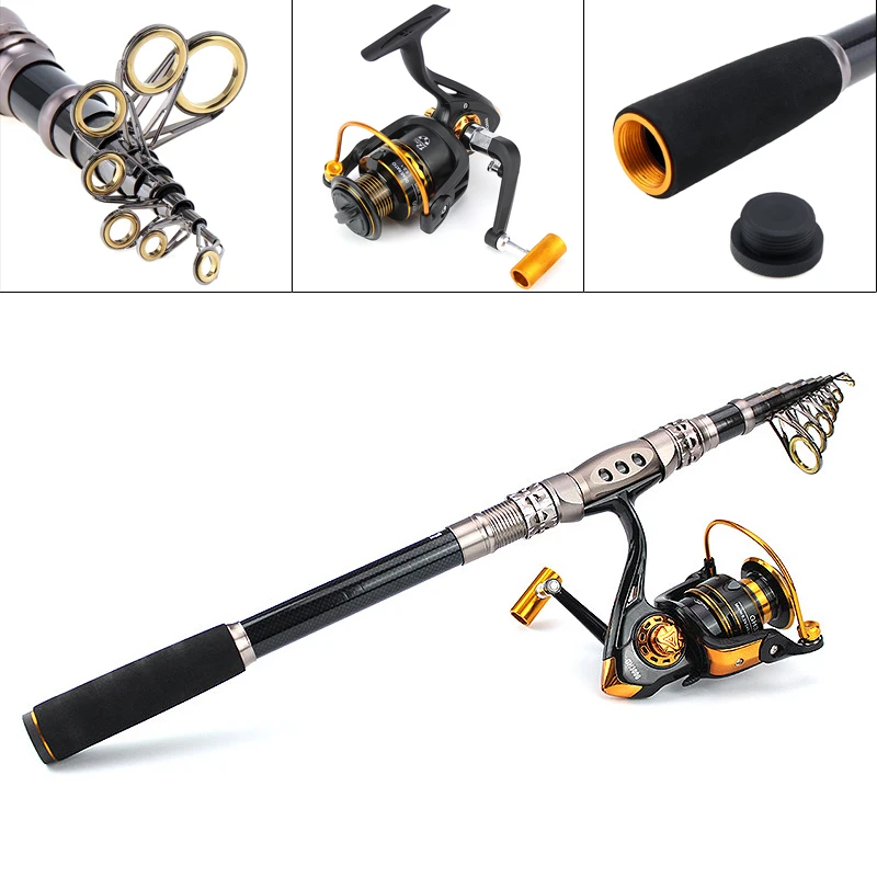 2.1 m تلسكوبي إغراء البحر الصيد رود كومبو مع 3000 الغزل المعدنية الصيد بكرة و مقبض الصيد معالجة حقيبة التخزين