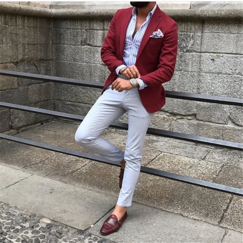 burgundy blazer men