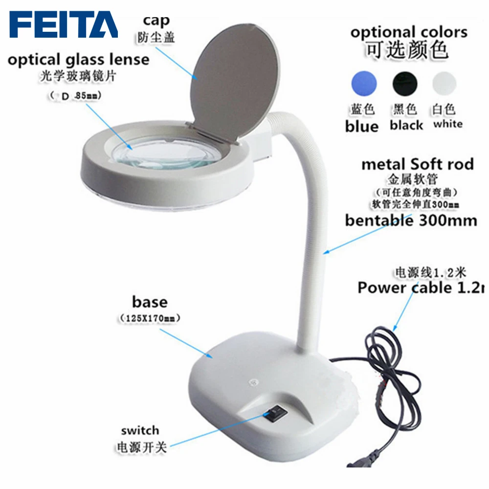 

FEITA FT-86D LED Type Portable 3X/10X Magnifier Tabletop with Lamp for Phone Electronic Repair desktop lamp Magnifying Light