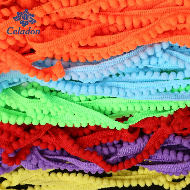 5Yard Pom Pom Trim Ball 10mm Pearl Fringe Ribbon Sewing Craft Accessories