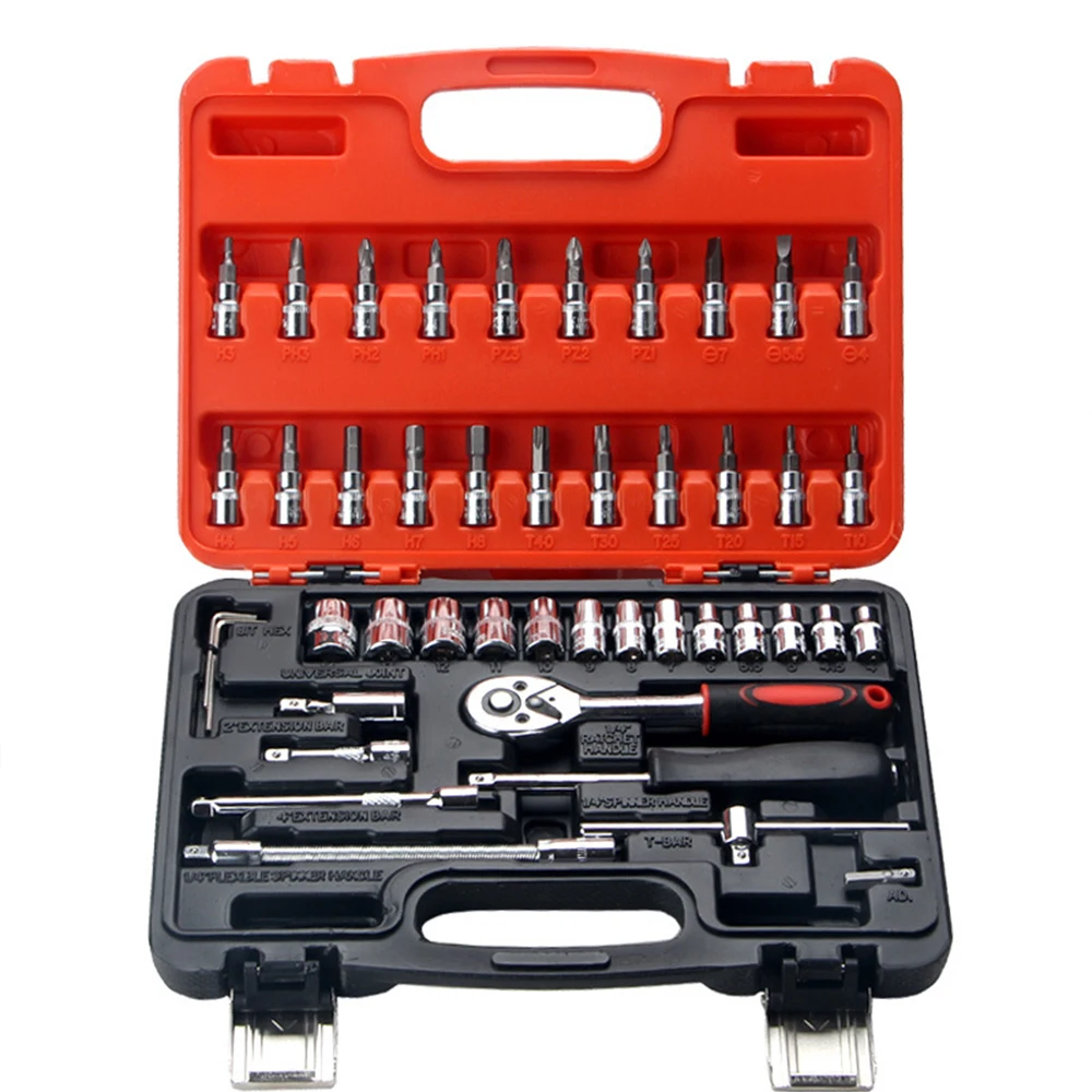 

HGhomeart 46PCS Ratchet Wrench Set Socket Wrench Tool Set Car Repair Tool Set of Wrench Multi-function Set Combination