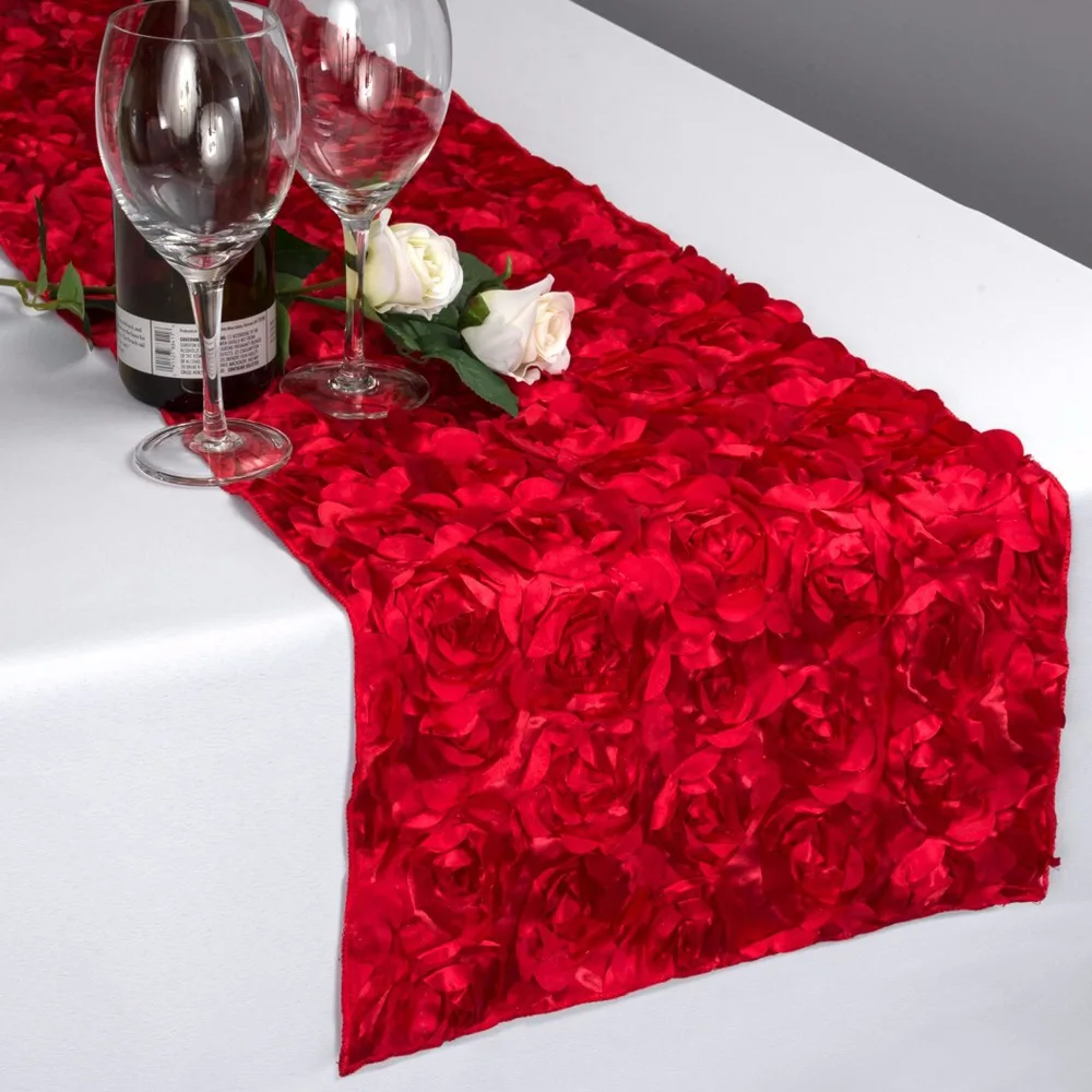 Новые модные атласные настольные дорожки с розочками 30x275 см, 3D грандиозная Роза, украшения для свадебной вечеринки, домашний текстиль, настольные дорожки