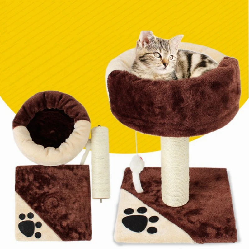 

Cat Climbing Frame Color Matching with Nest Sisal Cylindrical Cat Stand Cat Scratch Board Plush Molar Grinding Claw