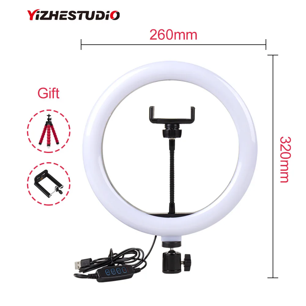 

Yizhestudio 10inch 26cm USB charge Lamp Ring Light Flash Led Camera Enhancing Photography Lighting Lamp for Smartphone Studio