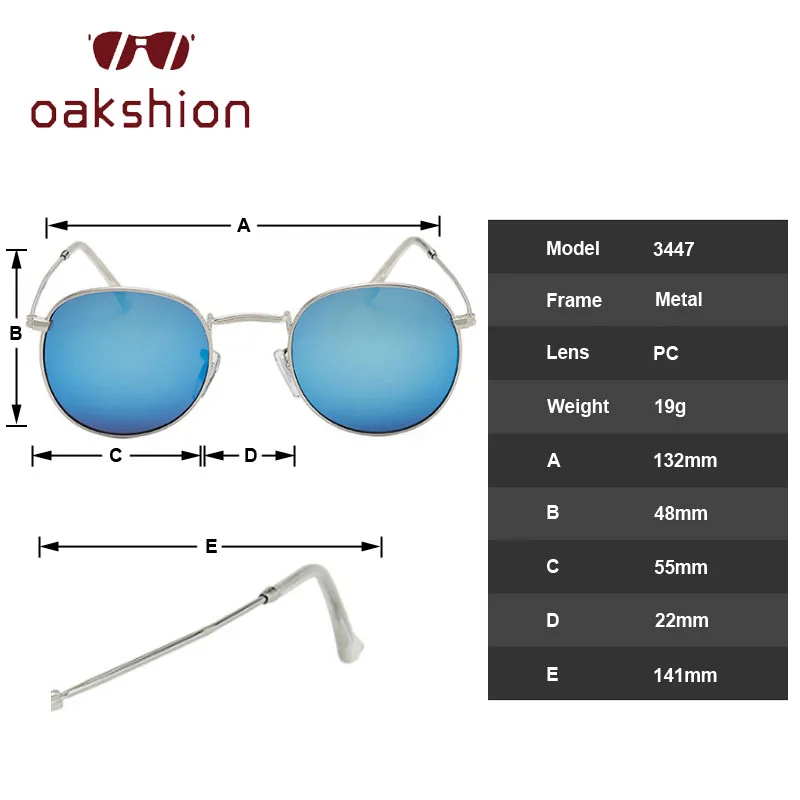 oakshion Retro Round Sunglasses Women 2019 Brand Designer Sun Glasses For Woman Metal Mirror Sunglasses Eyewear Female oculos d