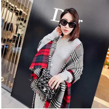 

High Quality Shawls And Scarves Duplex Tartan Blanket Scarf Plaid Winter Scarf Women Feminino Imitation Cashmere Tassel