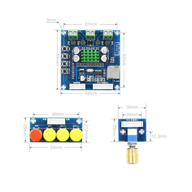 Bluetooth цифровой усилитель доска стерео аудио усилитель 2x15 Вт с Tone board TF карта воспроизведения