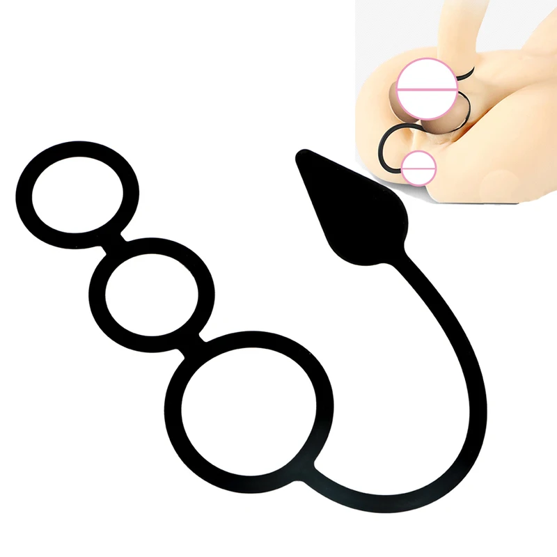 Gourd Type Penis Rings Anal Sex Toys Butt Plug Silicone Prostate Massager Three Cock Ring Delay Lasting for Men | Красота и здоровье