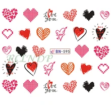 Наклейки для ногтей художественные украшения слайдер love you Сердце Звезда клей дизайн Водные Наклейки маникюрный лак аксессуары лак фольга