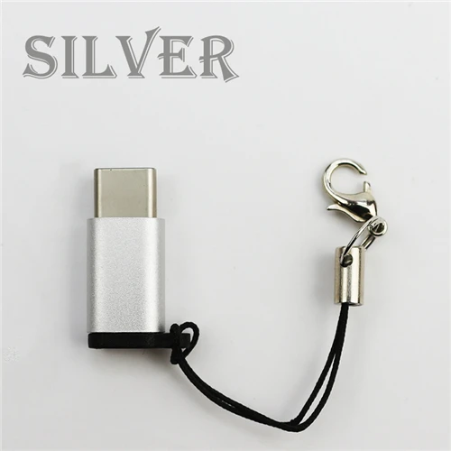 Sovawin алюминиевый Micro usb type-C адаптер OTG Синхронизация данных зарядное устройство type C разъем с брелоком для Macbook для Xiaomi - Цвет: Серебристый