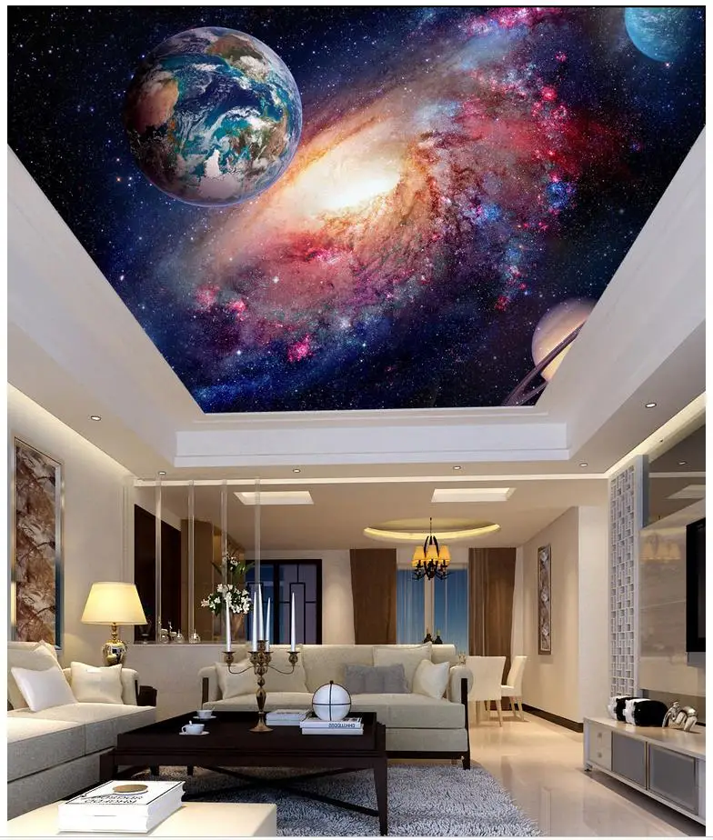 3d Photo Wallpaper Custom 3d Ceiling Murals Wallpaper Star Milky