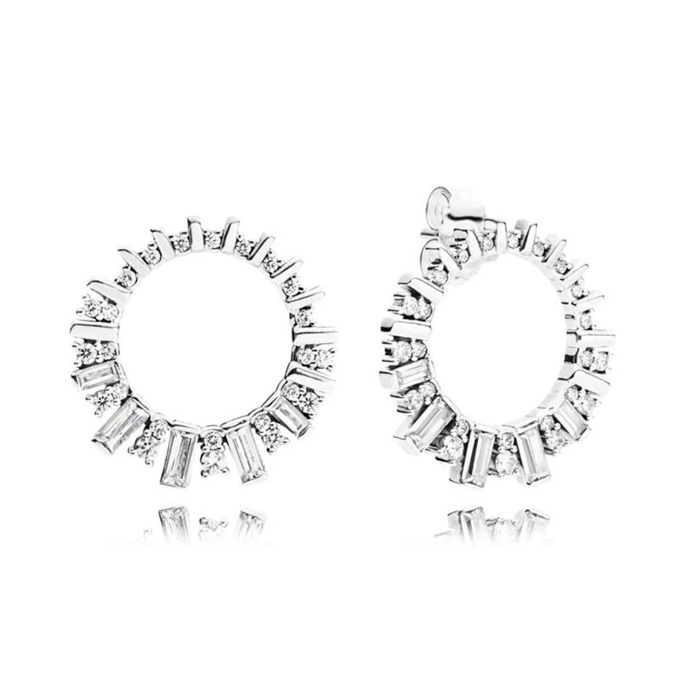 

2018 NEW 100% 925 Sterling Silver Glacial Beauty Drop Earrings Clear CZ Charm Beads Fit DIY European Mother Gift Jewelry factory