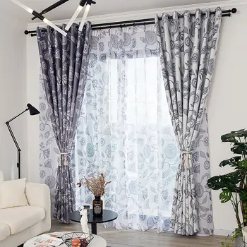 

Simple Modern Curtains Home Decor Nordic Plant Totem Curtains for Living Room Bedroom Study Voile Curtains Tulle
