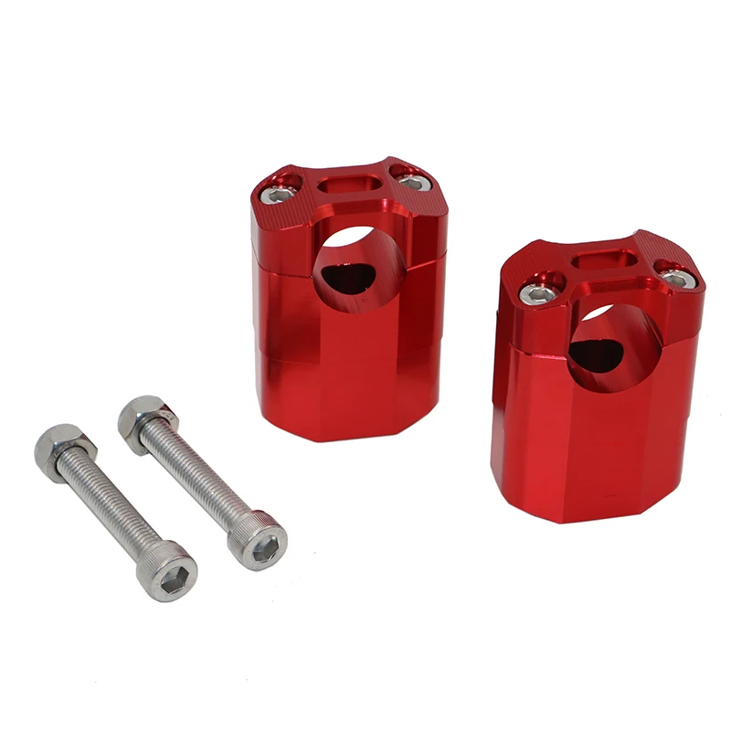 Red CNC Aluminum Motorcycle Handlebar Risers Bar Clamp 49mm Higher Fit