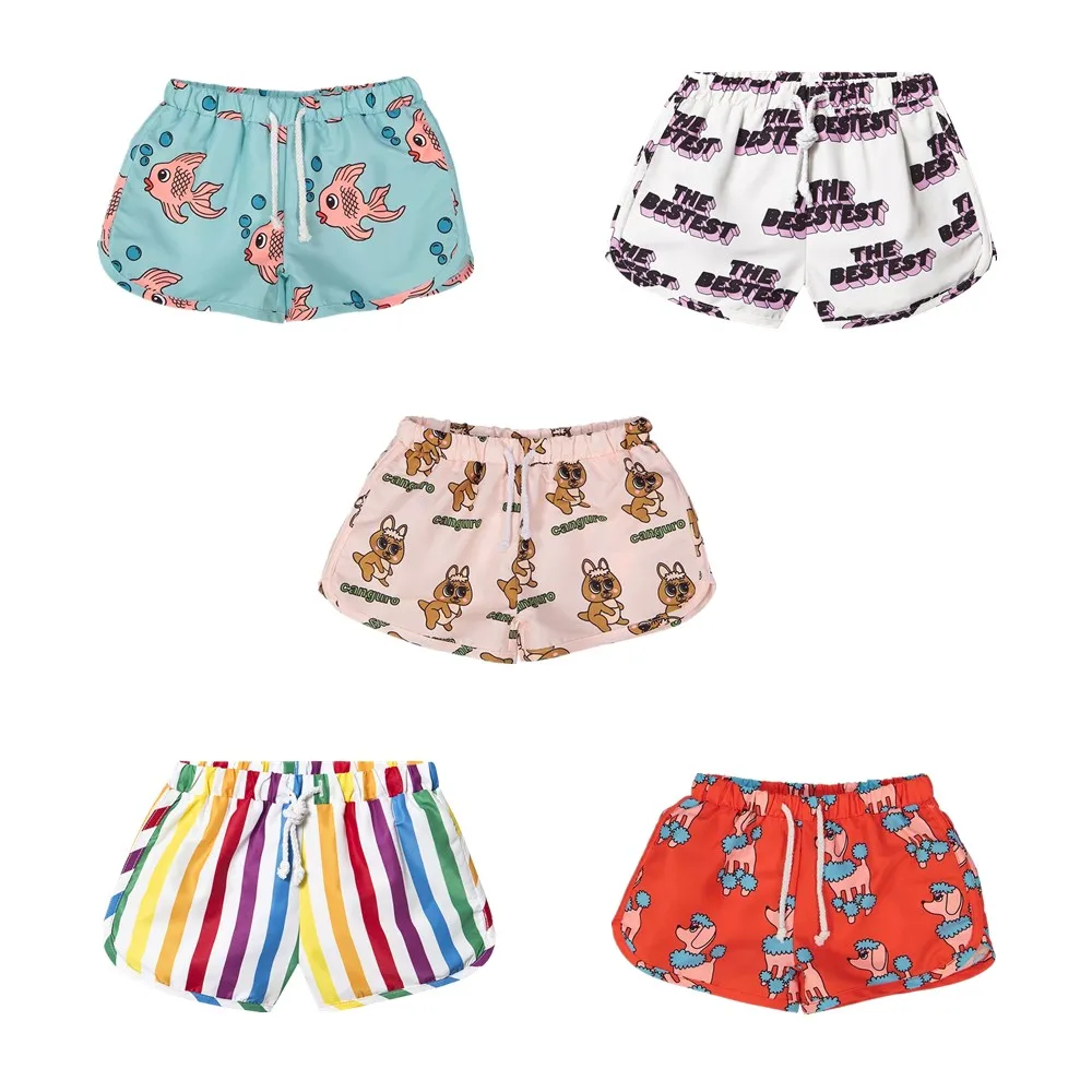

2019 Hugo Kids Swimwear Girls Cartoon Print Swimming Pants Summer Baby Boys Stripe Holiday Clothing Children Board Shorts