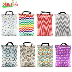 Ohbabyka милого висит влажный мешок многоразовая полотняная пеленка сумки для мамы большой мешок для мусора на молнии моющиеся детские