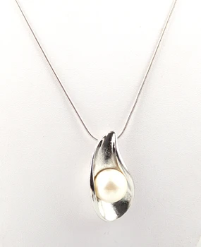 

New Arrive Alloy waterdrop with 14mm big pearl inlay Choker Necklace for Women snake chain necklaces Jewelry Free Shipping