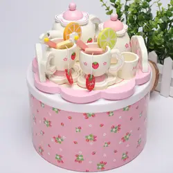 Деревянный имитация послеобеденный чай комплект детская раннее образование и мудрость над дома Кухонные Игрушки Подарочная коробка