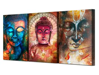 

HD Print 3 pcs Buddha Portrait canvas painting modern home decor wall art picture for living room decor Free shipping