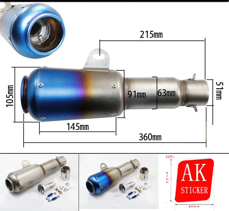 51mm interface refit Motorcycle Muffler Exhaust pipe Hole TTR YZFR1