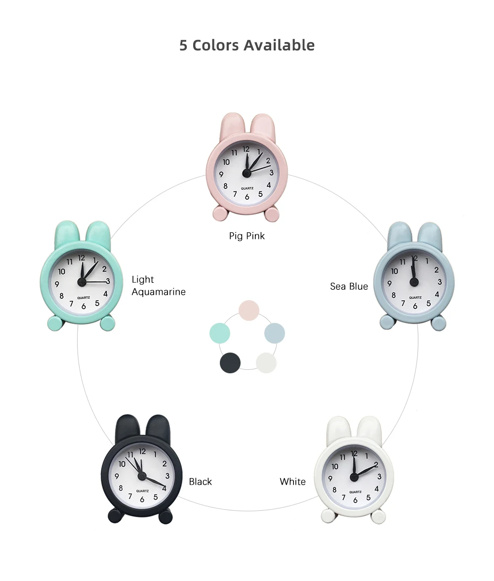 

2019 Hot Mini Cute Rabbit Alarm Clock With Metal Bunny Ear 5CM Electronic Small Student Alarm Desk Clock For Home Decoration